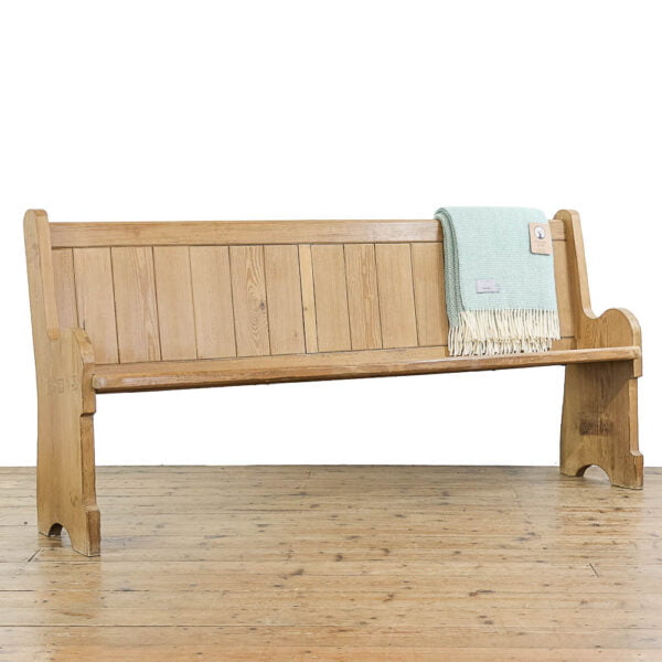 M-4838 Antique Pitch Pine Church Pew Penderyn Antiques (1)