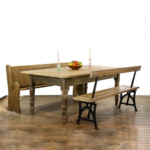 M-4999 Rustic Antique Farmhouse Pine Kitchen Table Penderyn Antiques (1)