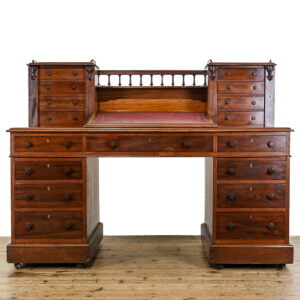 M-5033 Large Antique Oak Sloped Twin Pedestal Desk Penderyn Antiques (1)