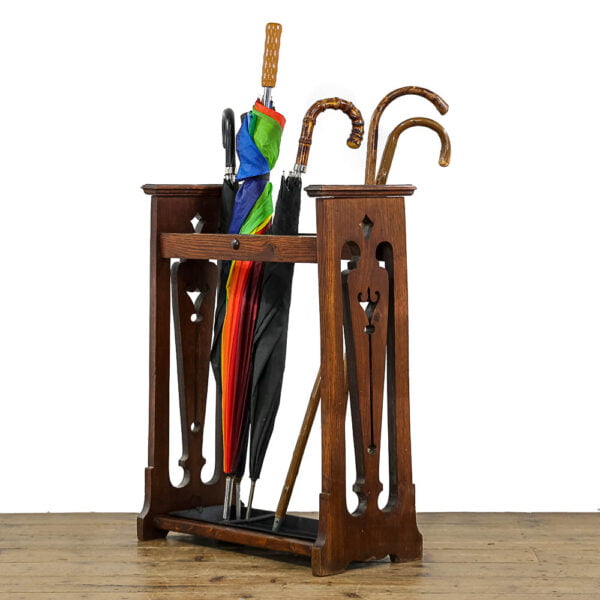 M-5049 Antique Oak Arts and Crafts Umbrella Stand Penderyn Anriques (1)