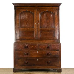 M-5084 Antique Late 18th Century Welsh Oak Linen Cupboard Penderyn Antiques (1)