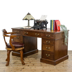 M-5047 Antique Edwardian Mahogany Twin Pedestal Writing Desk
