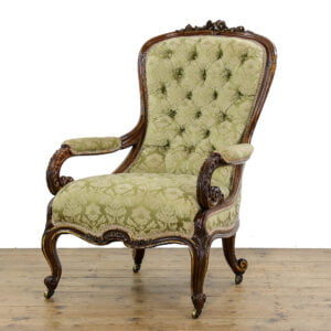 M-5173 Antique Mahogany Upholstered Library Armchair Penderyn Antiques 1