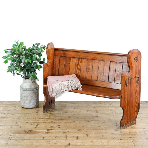 M-4225 Antique Pitch Pine Church Pew Penderyn Antiques (1)