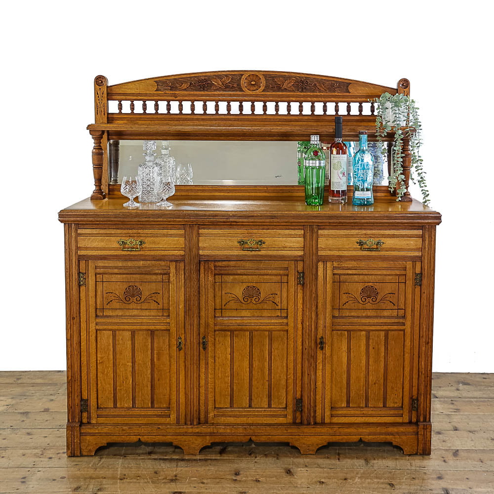 Antique Victorian Oak Chiffonier Cabinet Sideboard