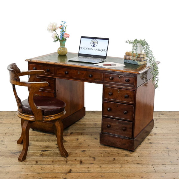 M-5159 19th Century Antique Mahogany Pedestal Desk Penderyn Antiques (1)