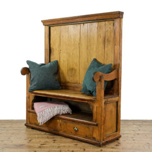 M-5173 Rustic Victorian Style Pine Settle Penderyn Antiques (1)