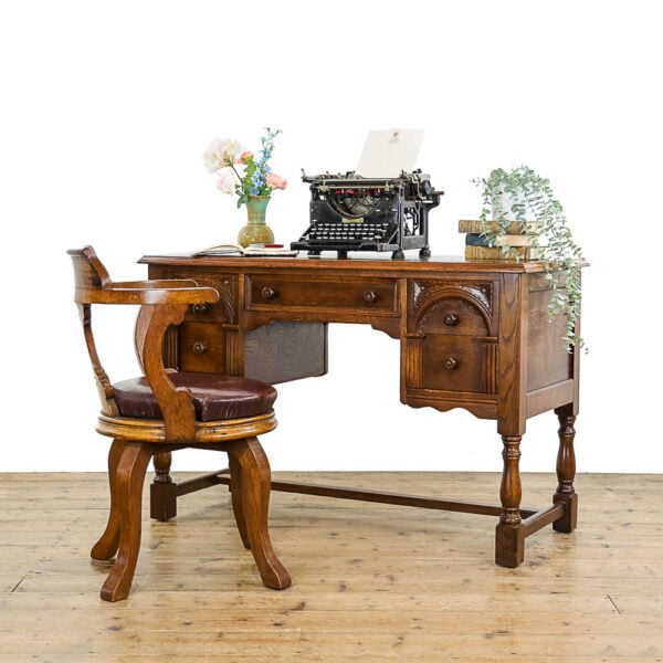M-5178 Vintage Oak Writing Desk Penderyn Antiques (1)