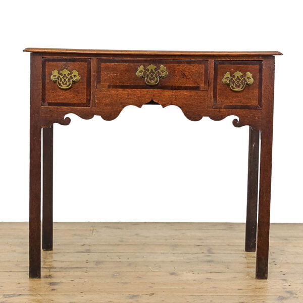 M-5187 Antique George III Country Oak Lowboy Pendery Antiques (2)