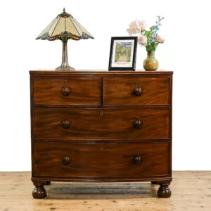 M-5191 Small Antique Mahogany Bow Front Chest of Drawers Penderyn Antiques (1)