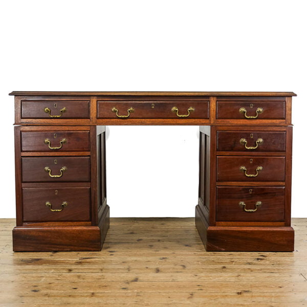 M-5205 Antique Early 20th Century Mahogany Pedestal Desk Penderyn Antiques (2)