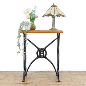 M-5153 Antique 1888 Bradbury Sewing Machine Side Table with Pine Top Penderyn Antiques 1