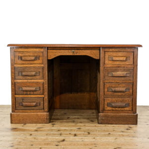 M-5203 Antique Early 20th Century Oak Pedestal Desk Penderyn Antiques (1)