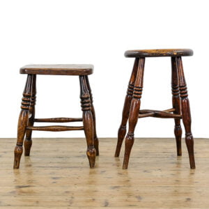 M-5236B Two Small Antique Oak Stools Penderyn Antiques (1)