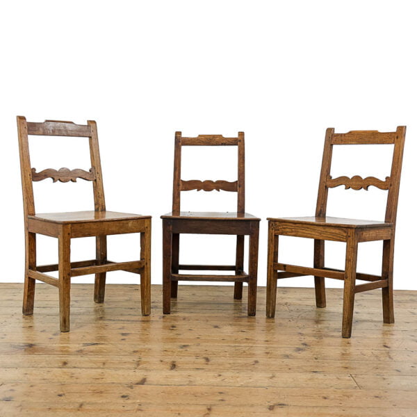 M-5255B Set of Three Antique Elm Farmhouse Chairs Penderyn Antiques (1)