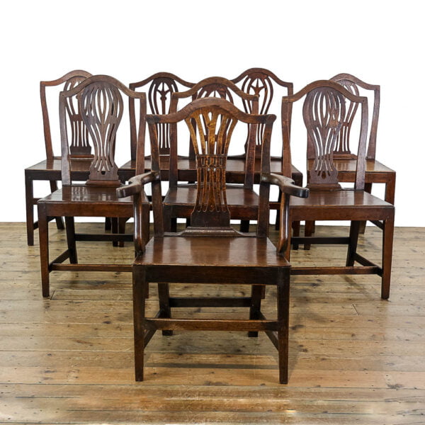M-5264 Set of Eight Antique George III Welsh Oak Dining Chairs Penderyn Antiques 1