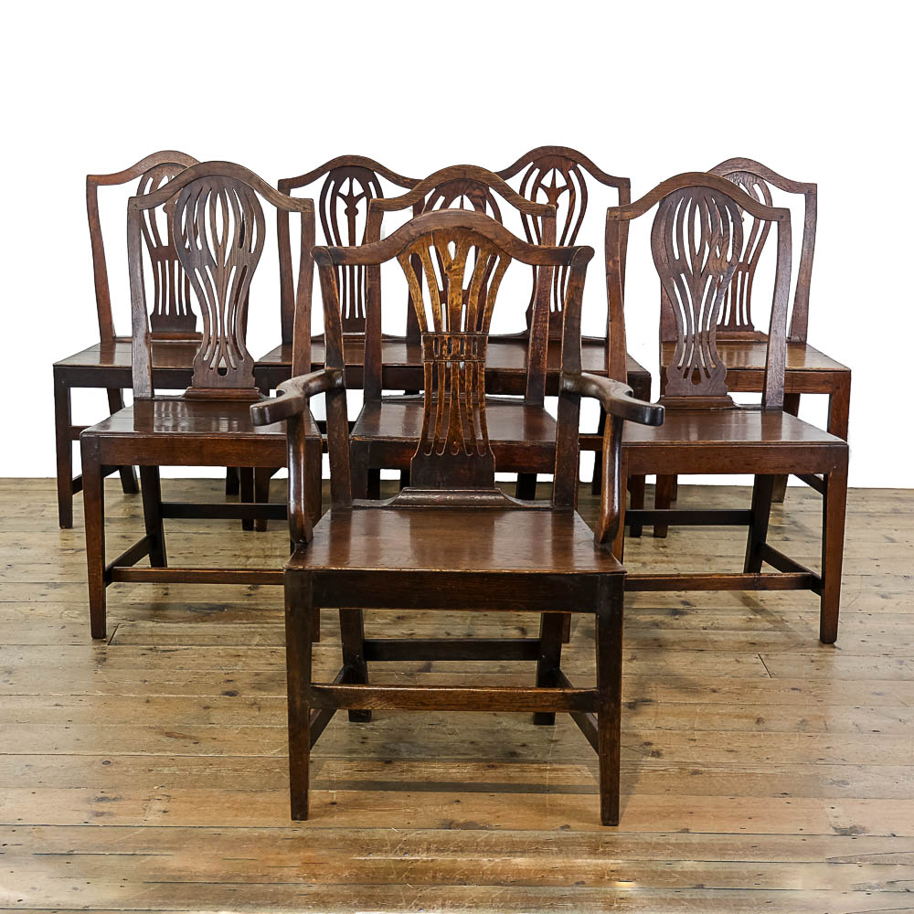 Set of Eight Antique George III Welsh Oak Dining Chairs