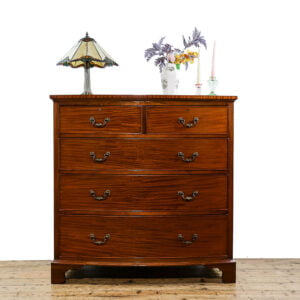M-5311 Antique Edwardian Mahogany Bow Front Chest of Drawers Penderyn Antiques 1