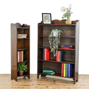 M-5273A Antique Early 20th century Oak Open Bookcases Penderyn Antiques (1)