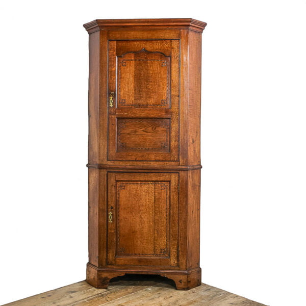 M-5292 Antique Oak Double Corner Cupboard Penderyn Antiques (1)