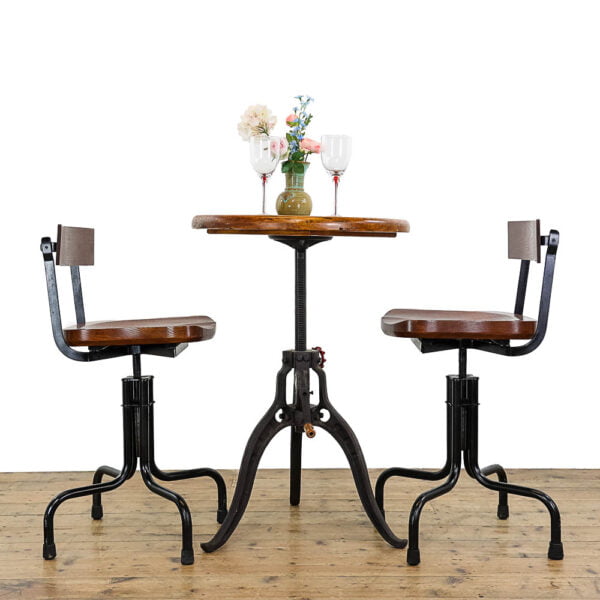 M-5316 Vintage Industrial Table with Stools Penderyn Antiques (1)