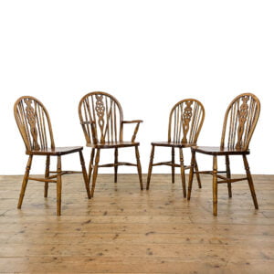 M-5328 Set of Four Windsor Wheelback Kitchen Chairs Penderyn Antiques (1)
