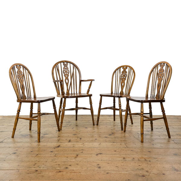 M-5328 Set of Four Windsor Wheelback Kitchen Chairs Penderyn Antiques (1)
