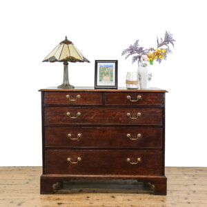 M-5339 Antique Georgian Oak Chest of Drawers Penderyn Antiques (1)