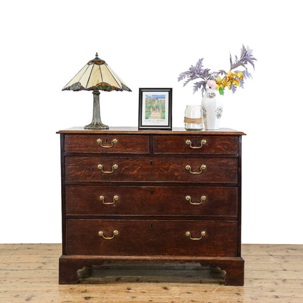 M-5339 Antique Georgian Oak Chest of Drawers Penderyn Antiques (1)