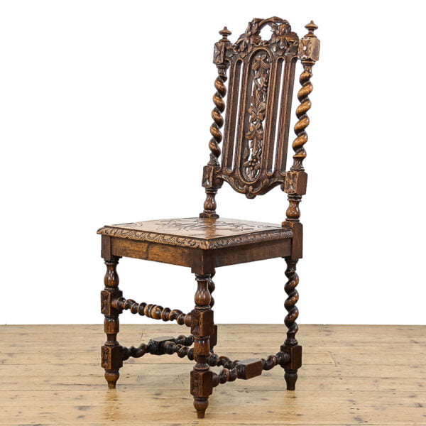 M-5329 Antique Late Victorian Carved Oak Chair Penderyn Antiques (1)