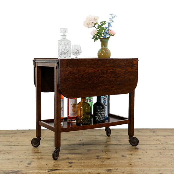 M-5353 Vintage Oak Drinks Trolley Penderyn Antiques (1)
