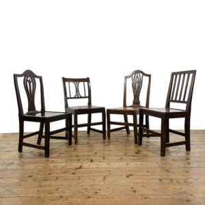 M-5354 Harlequin Set of Four Antique Oak Chairs Penderyn Antiques (1)