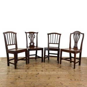 M-5355 Antique Harlequin Set of Four Oak Chairs Penderyn Antiques (1)