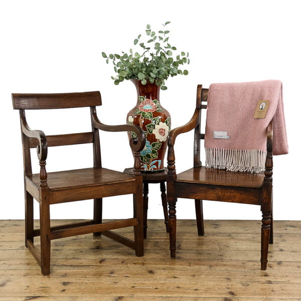 M-5359 Two Antique Country Oak Armchairs Penderyn Antiques (1)
