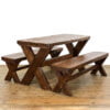 M-5371 Rustic Table with Benches Set Penderyn Antiques (1)