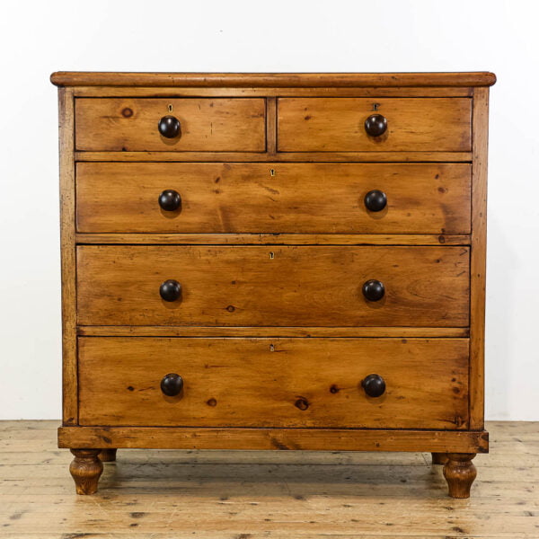 M-5376 Antique Victorian Stained Pine Chest of Drawers Penderyn Antiqes (1)
