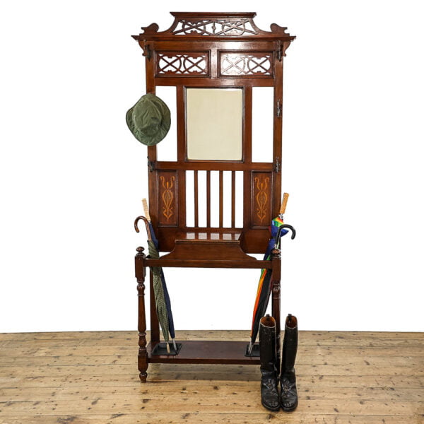 M-5424 Antique Edwardian Mahogany Hall Stand Penderyn Antiques (1)