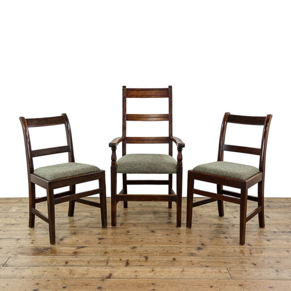 M-5415 Set of Three Antique Victorian Upholstered Country Chairs Penderyn Antiques (1)
