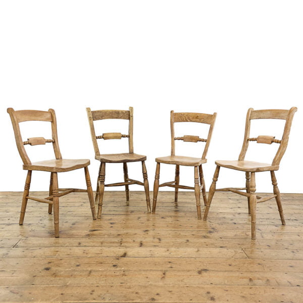 M-5395B Set of Four Elm and Beech Oxford Bar Back Kitchen Chairs Penderyn Antiques 1