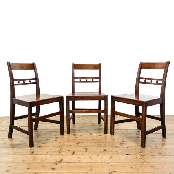 M-5478 Set of Three Antique Oak Bobbin Back Kitchen Chairs Penderyn Antiques (1)