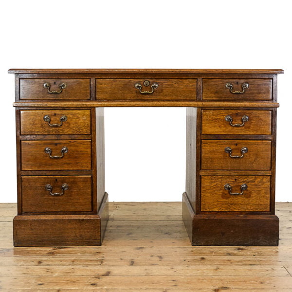 M-5499 Antique Edwardian Oak Pedestal Desk Penderyn Antiques (2)