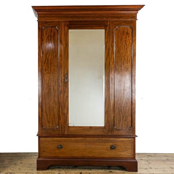 M-5459 Antique Edwardian Mahogany Mirror Wardrobe Penderyn Antiques (5)
