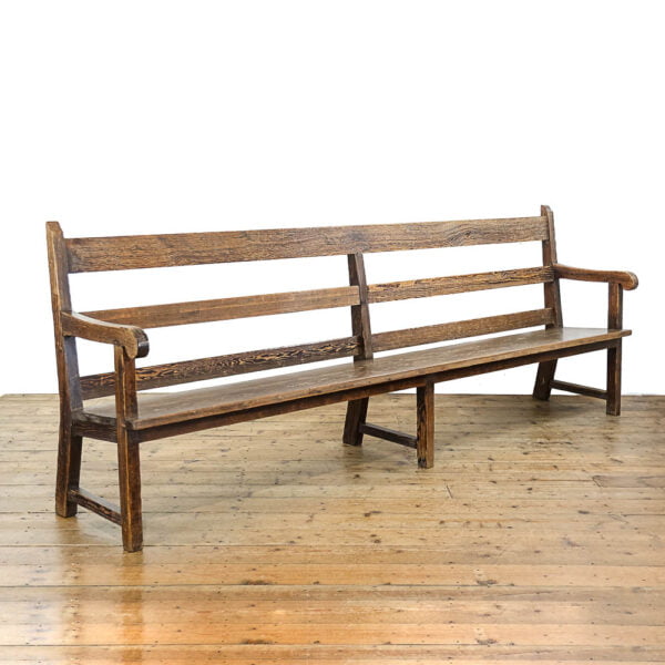 M-5465 Long Vintage Pine Chapel Bench Penderyn Antiques (1)
