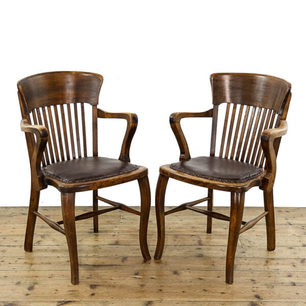 M-5523 Pair of Antique 1920s Beech Elbow Chairs Penderyn Antiques (1)