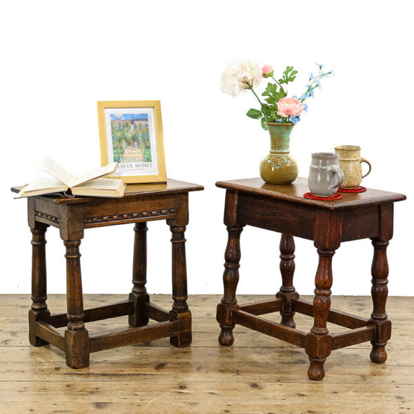 M-5533 Two Antique Oak Stools Penderyn Antiques (1)