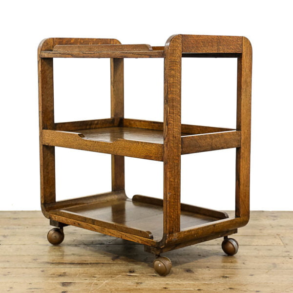 M-5578 Antique Oak Two Tier Trolley Penderyn Antiques (1)