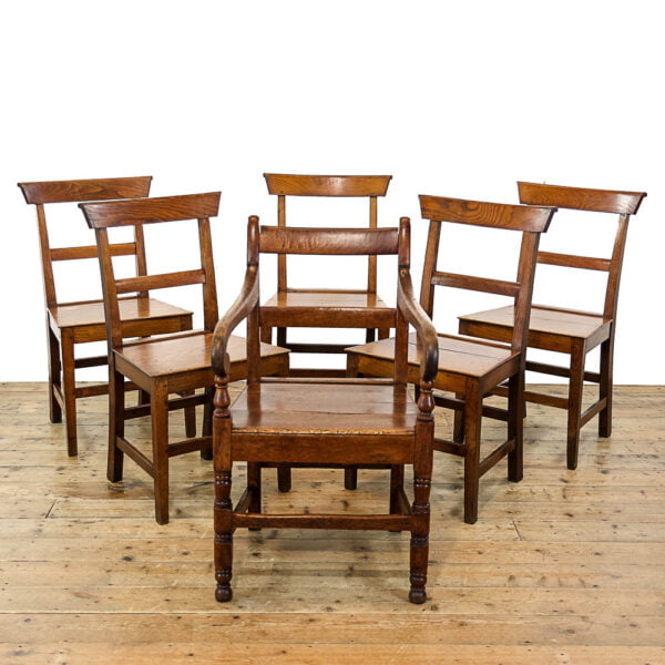 M-5549 Set of Six Antique Early 19th Century Oak Farmhouse Chairs Penderyn Antiques (1)