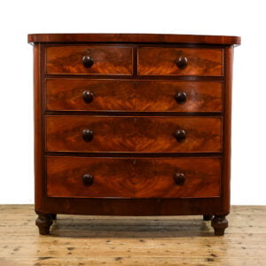M-5511 Antique Victorian Mahogany Bow Front Chest of Drawers Penderyn Antiques (1)