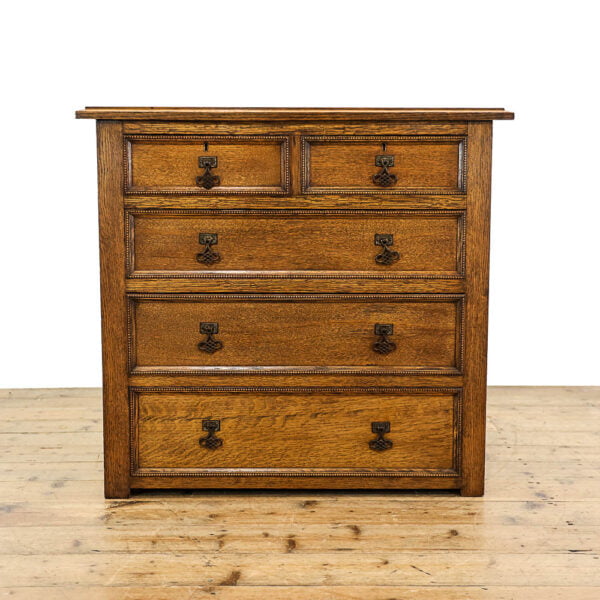 M-5544 Antique Early 20th Century Oak Chest of Drawers Penderyn Antiques (2)