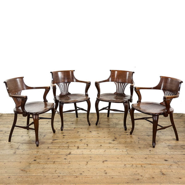 M-5548 Set of Four Antique Early 20th Century Oak Armchairs Penderyn Antiques 1